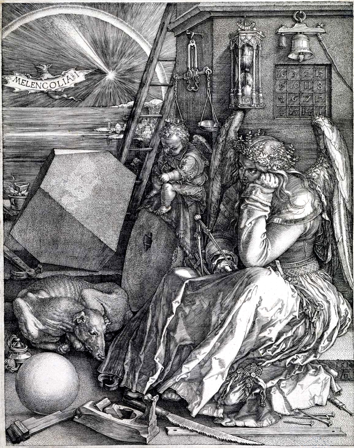 Melancolía I (1514), de Alberto Durero, Galería Nacional de Arte de Karlsruhe